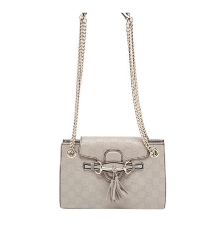 Gucci Emily Chain Flap Shoulder Bag Guccissima Leather Medium
