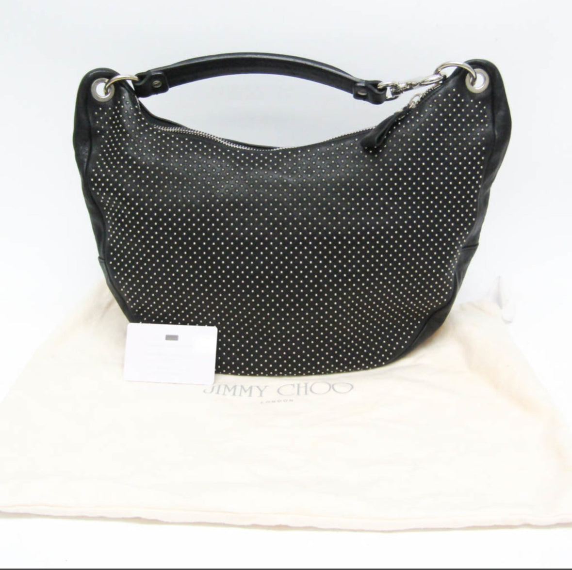 Jimmy Choo Black Leather Shoulder Bag with Studded Detailing – Pre-Loved