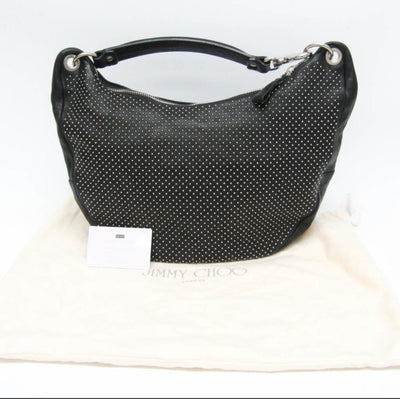 Jimmy Choo Black Leather Shoulder Bag with Studded Detailing – Pre-Loved