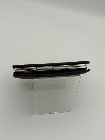 Burberry Nova Check Compact Dark Brown Leather and Canvas Kisslock Wallet