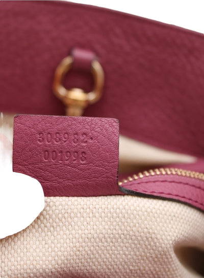 GUCCI Pebbled Calfskin Medium Soho Chain Shoulder Bag in Peonia Flower
