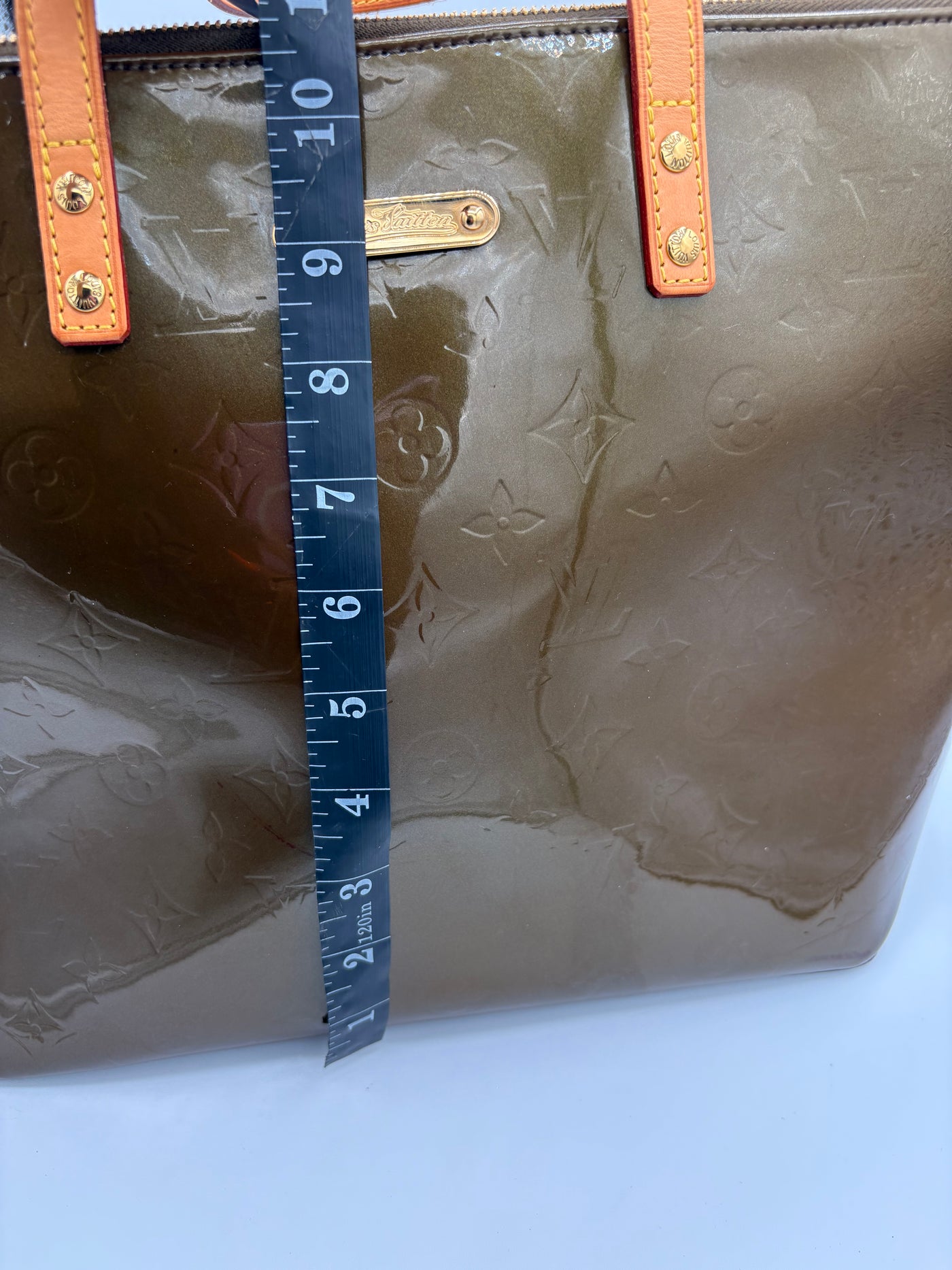 Louis Vuitton Vernis Monogram Tote Bag - Olive-Brown Patent Leather with Gold Hardware