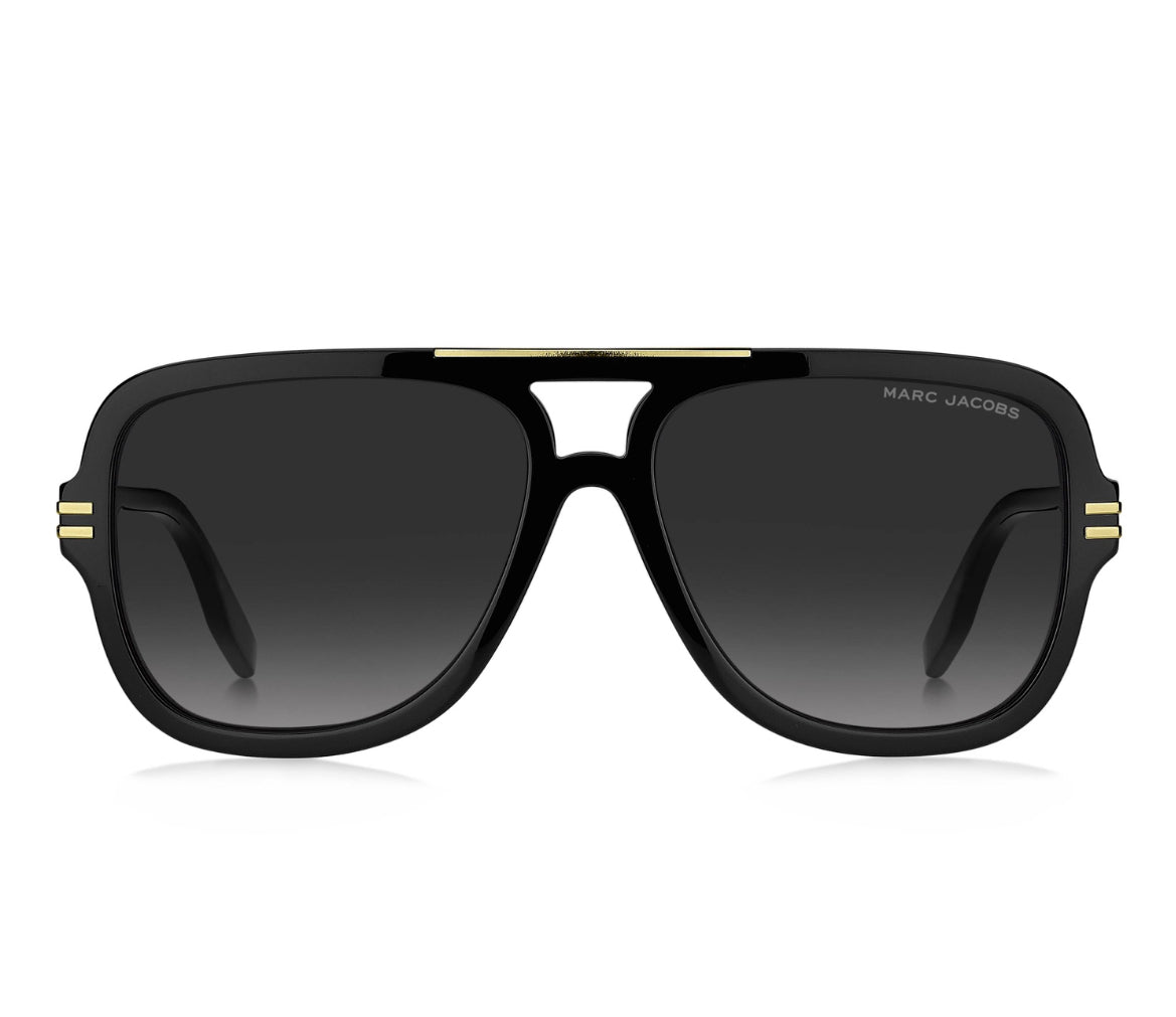 Marc Jacobs Unisex Designer Sunglasses – Black & Gold Full-Rim Aviator | Brand New with Full Set