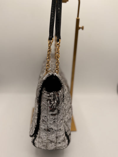 Dolce & Gabbana Miss Charles Shoulder Bag – Silver Sequined Leather