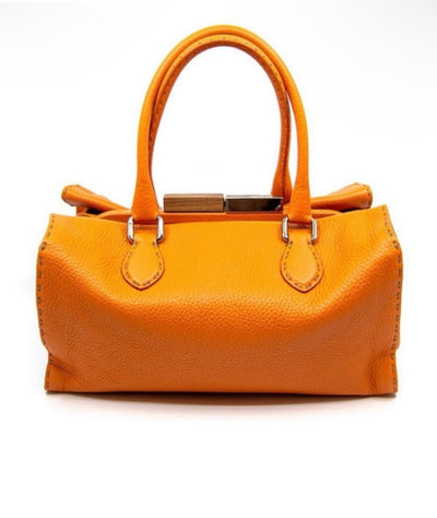 Fendi Selleria Orange Leather Handbag – Authentic, Handcrafted Italian Luxury