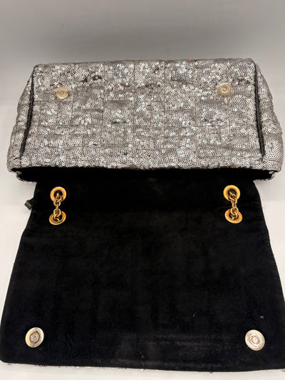 Dolce & Gabbana Miss Charles Shoulder Bag – Silver Sequined Leather