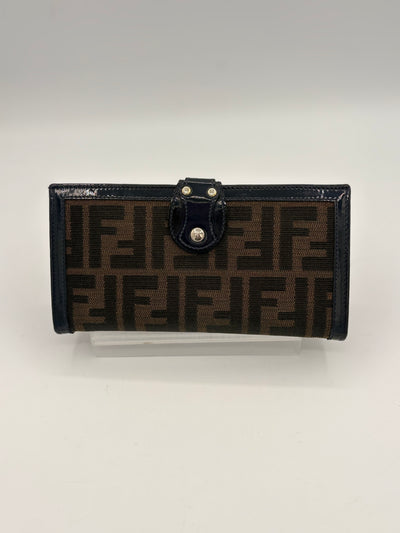 Fendi Zucca Long canvas and leather wallet