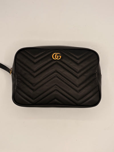 Calfskin Matelasse Unisex GG Marmont Belt Bag 80 32 Black