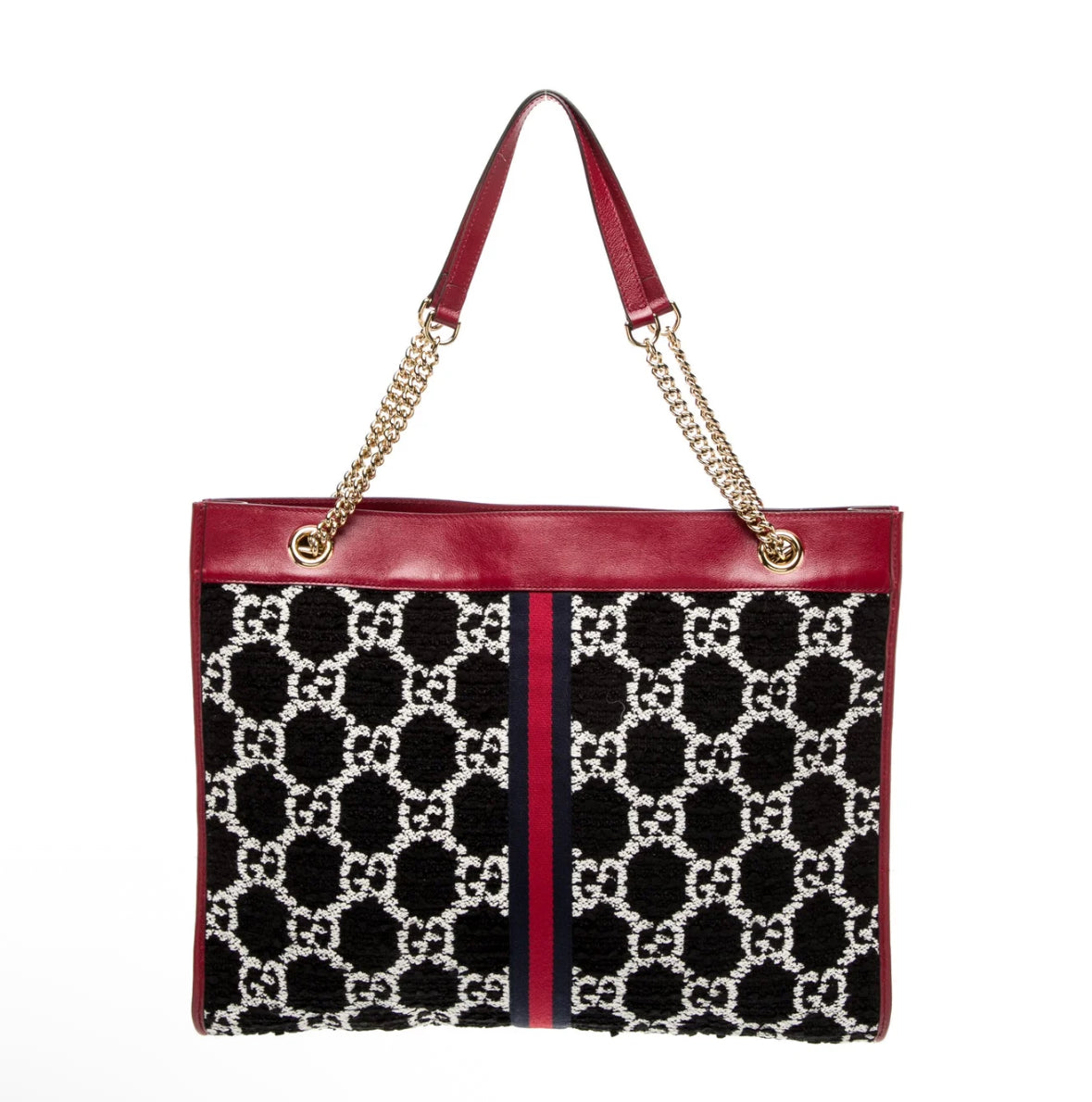 Authentic Gucci Black Jacquard Tote with Sylvie Web & Tiger Head Accent – Luxury Statement Bag