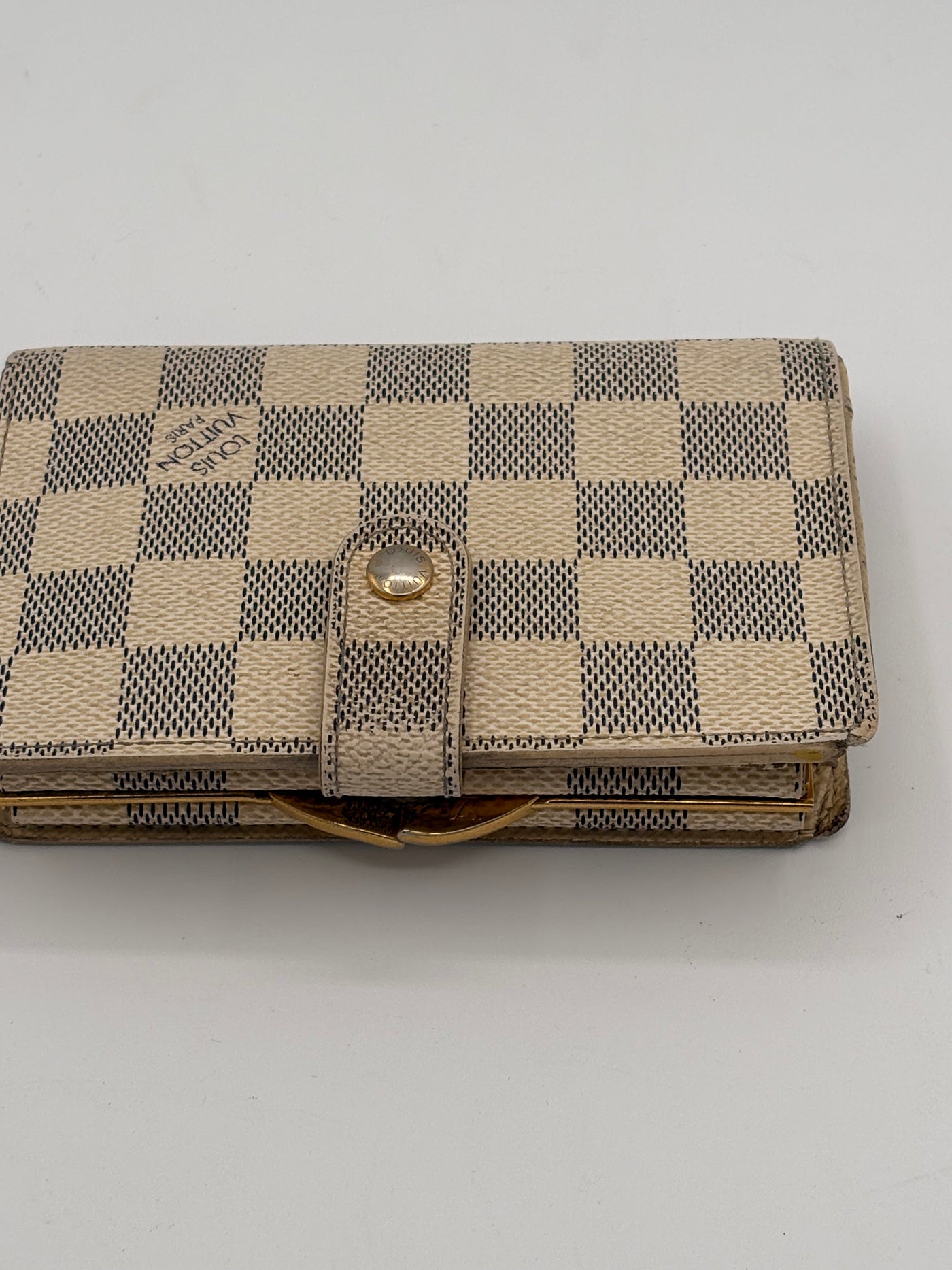 Louis Vuitton Damier Azur Compact Kiss Lock Wallet