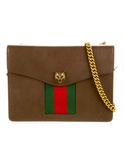 Gucci Animalier Web Chain Shoulder Bag Leather Small