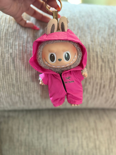 Pink Bunny Hoodie Outfit for Labubu – Arc’teryx-Inspired Style (Doll Not Included)