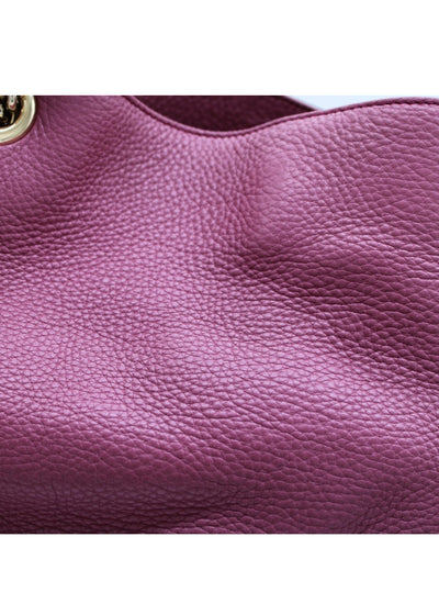 GUCCI Pebbled Calfskin Medium Soho Chain Shoulder Bag in Peonia Flower