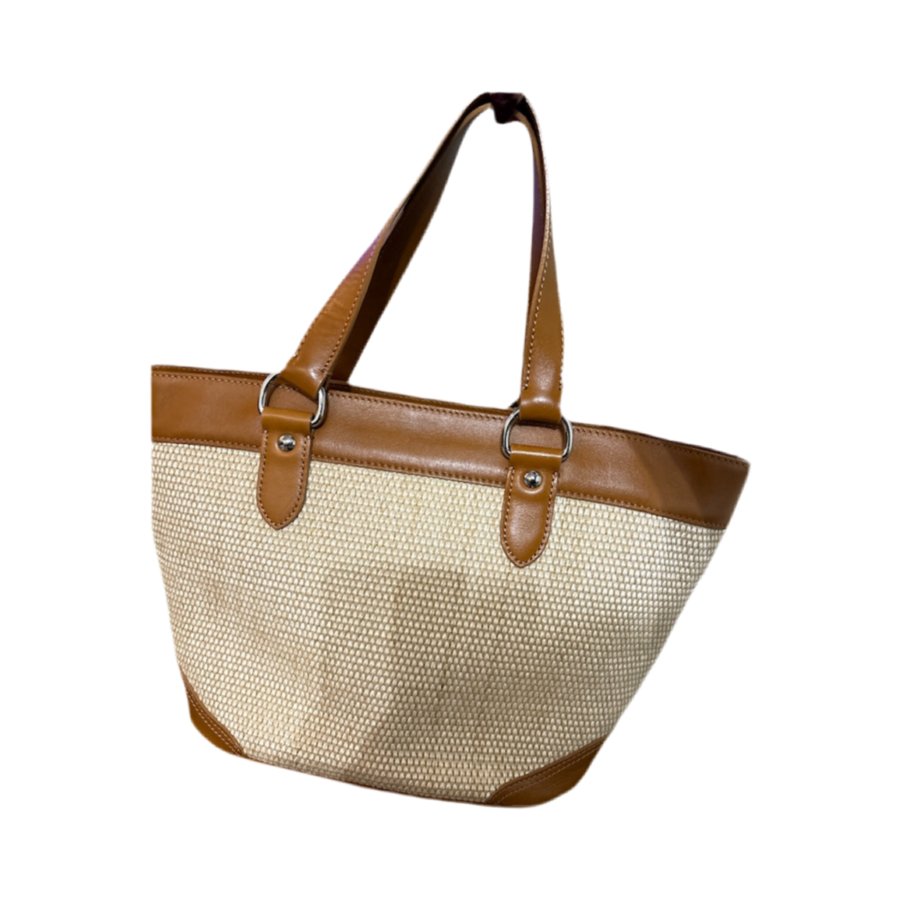 Burberry Raffia & Leather Tote Bag Natural Material