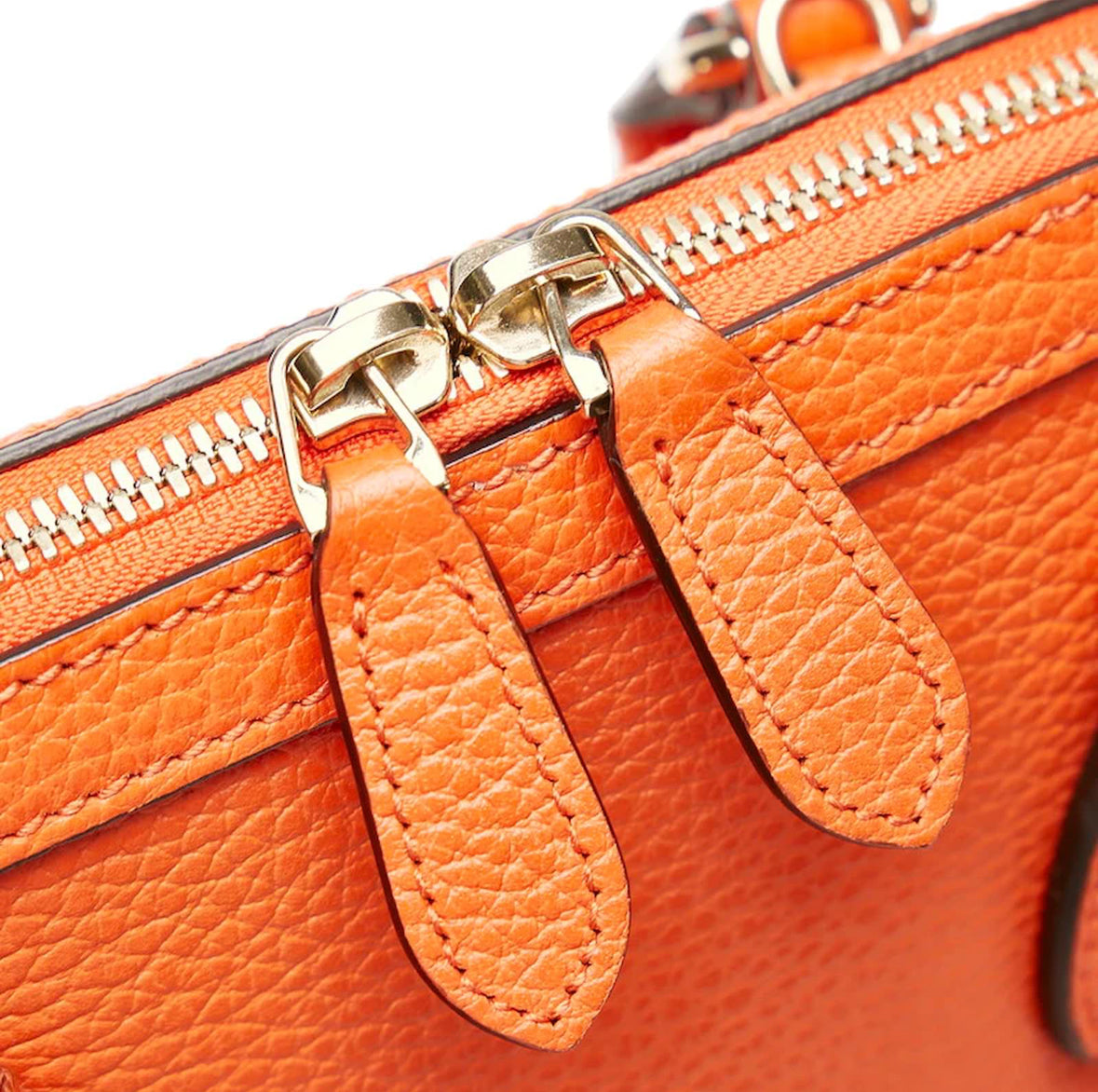 Gucci Orange Leather GG Charm Dome Two Way Satchel Bag