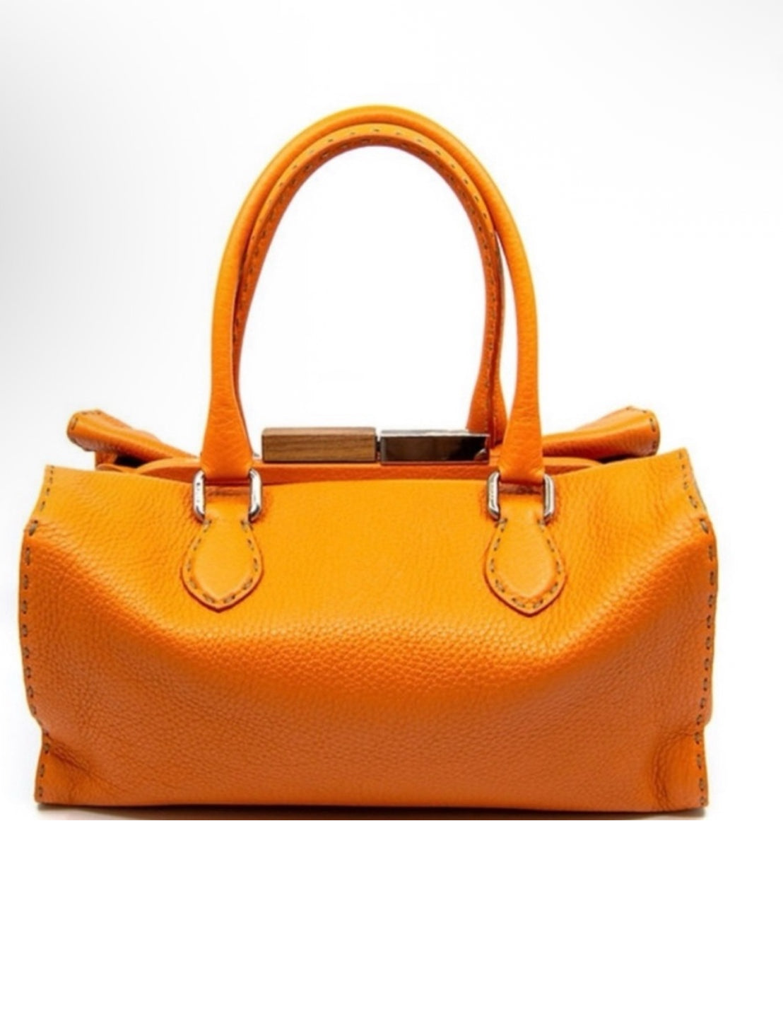 Fendi Selleria Orange Leather Handbag – Authentic, Handcrafted Italian Luxury