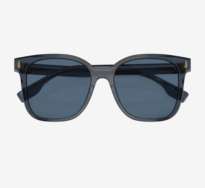 Tory Burch Women’s Square Sunglasses – Transparent Blue with Dark Blue Full-Rim Lenses