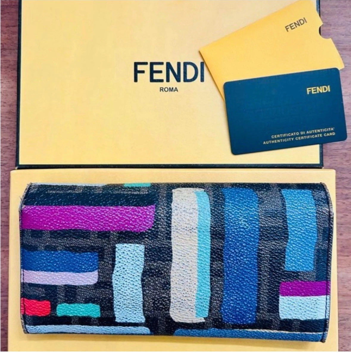Fendi Multicolor Zucca Coated Canvas Wallet