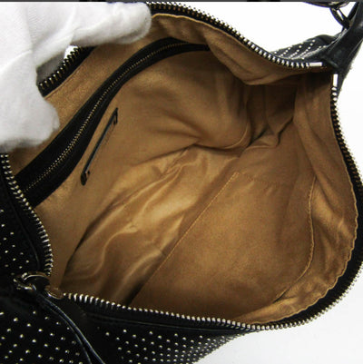Jimmy Choo Black Leather Shoulder Bag with Studded Detailing – Pre-Loved