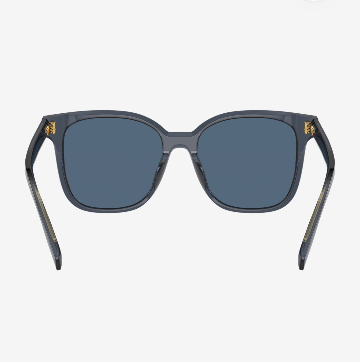 Tory Burch Women’s Square Sunglasses – Transparent Blue with Dark Blue Full-Rim Lenses
