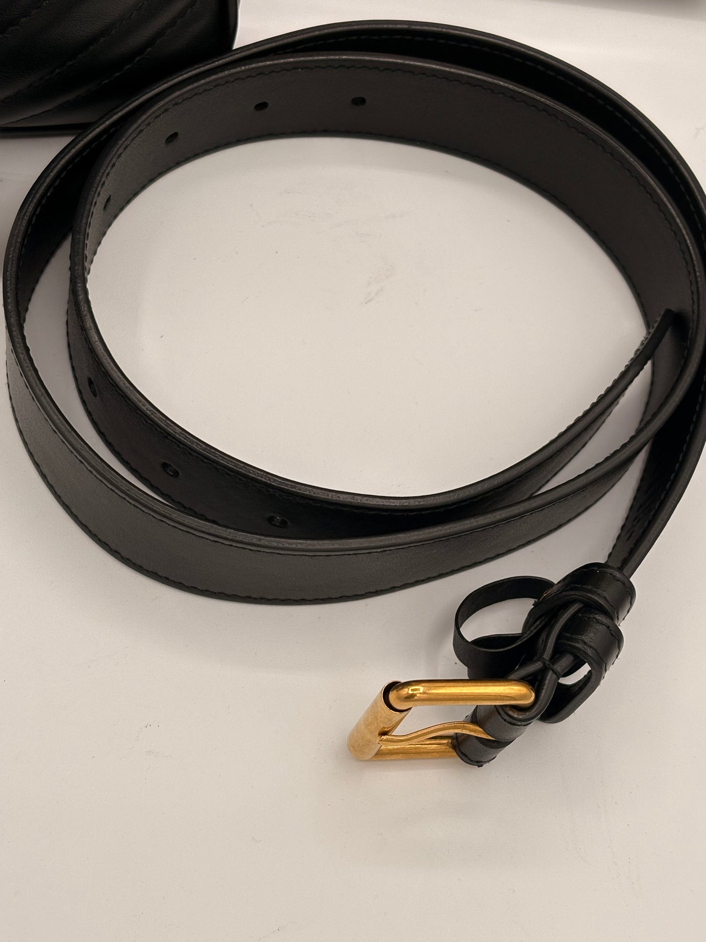 Calfskin Matelasse Unisex GG Marmont Belt Bag 80 32 Black