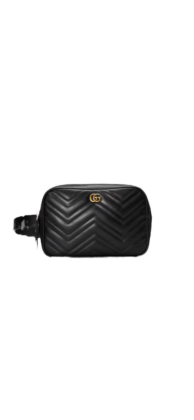 Calfskin Matelasse Unisex GG Marmont Belt Bag 80 32 Black