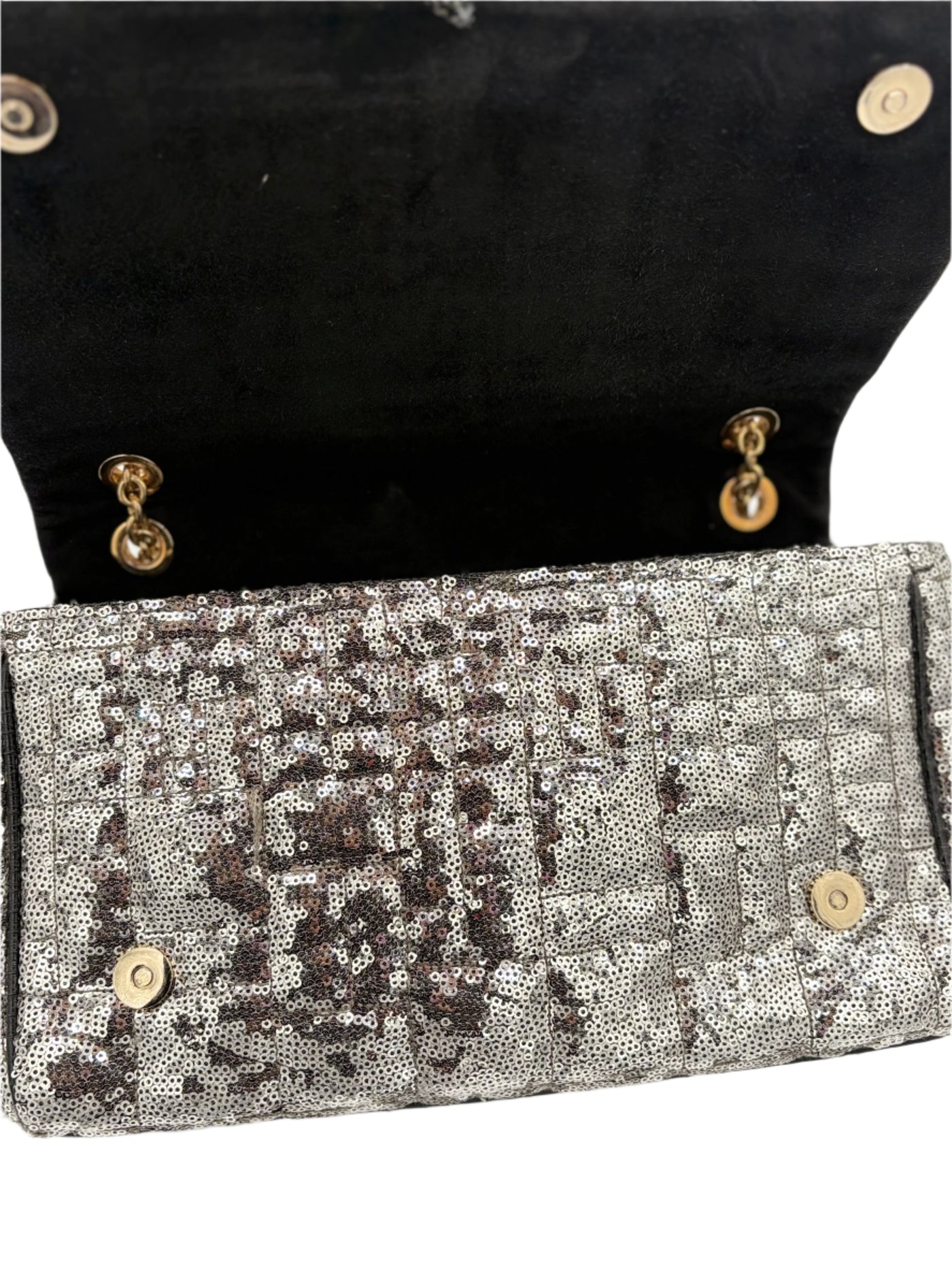 Dolce & Gabbana Miss Charles Shoulder Bag – Silver Sequined Leather