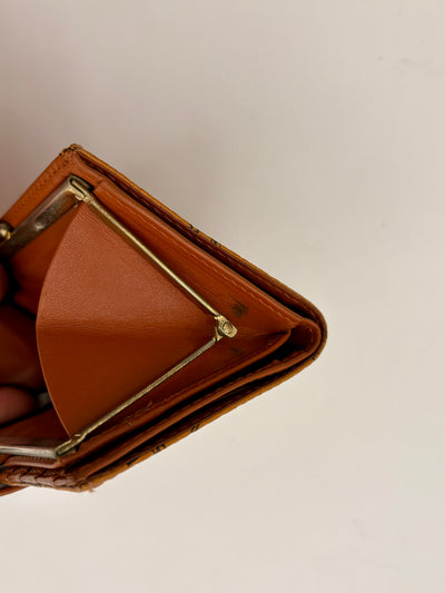 Vintage MCM Cognac Compact Kisslock Wallet – Excellent Used Condition