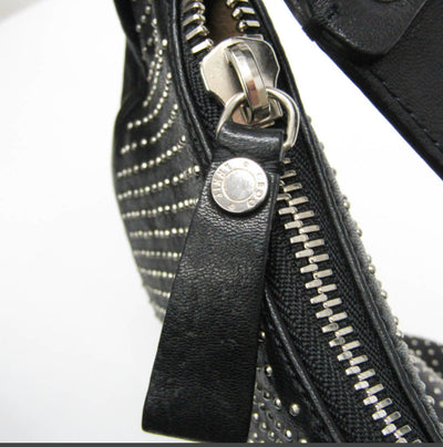 Jimmy Choo Black Leather Shoulder Bag with Studded Detailing – Pre-Loved