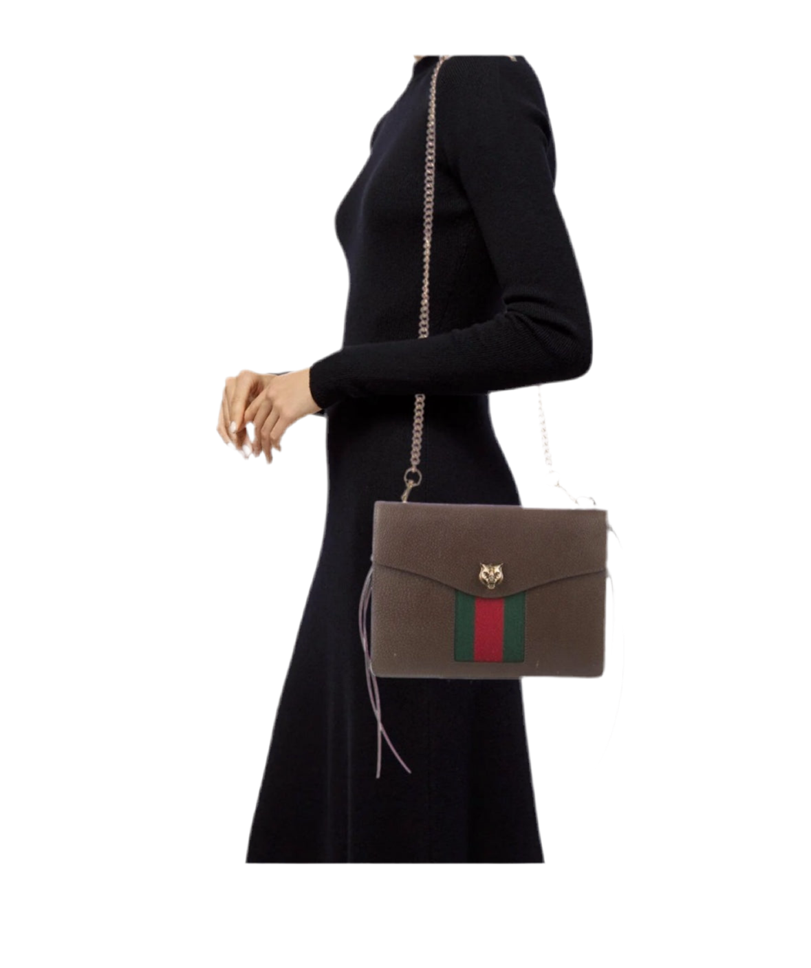 Gucci Animalier Web Chain Shoulder Bag Leather Small