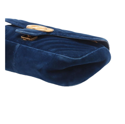 GUCCI GG MARMONT SMALL BLUE VELVET BAG