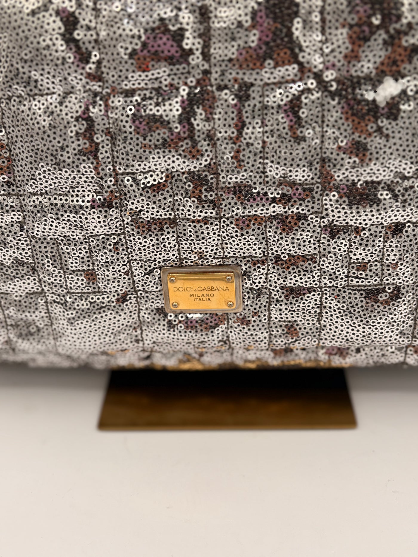 Dolce & Gabbana Miss Charles Shoulder Bag – Silver Sequined Leather