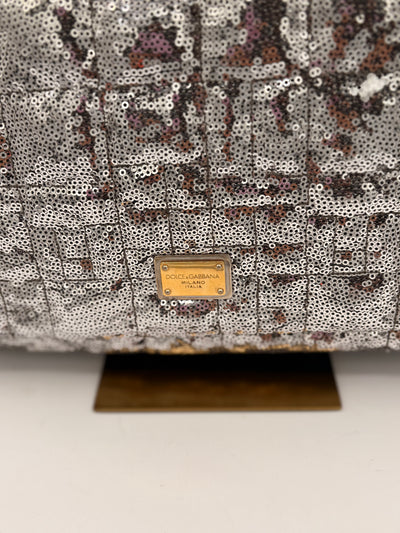 Dolce & Gabbana Miss Charles Shoulder Bag – Silver Sequined Leather