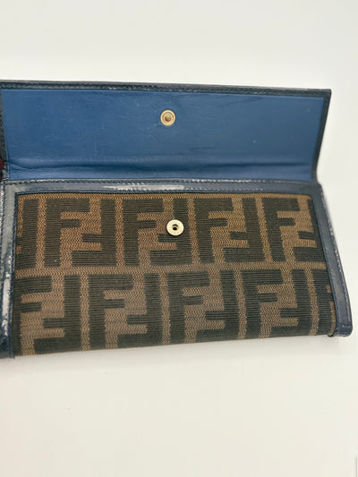Fendi Zucca Long canvas and leather wallet