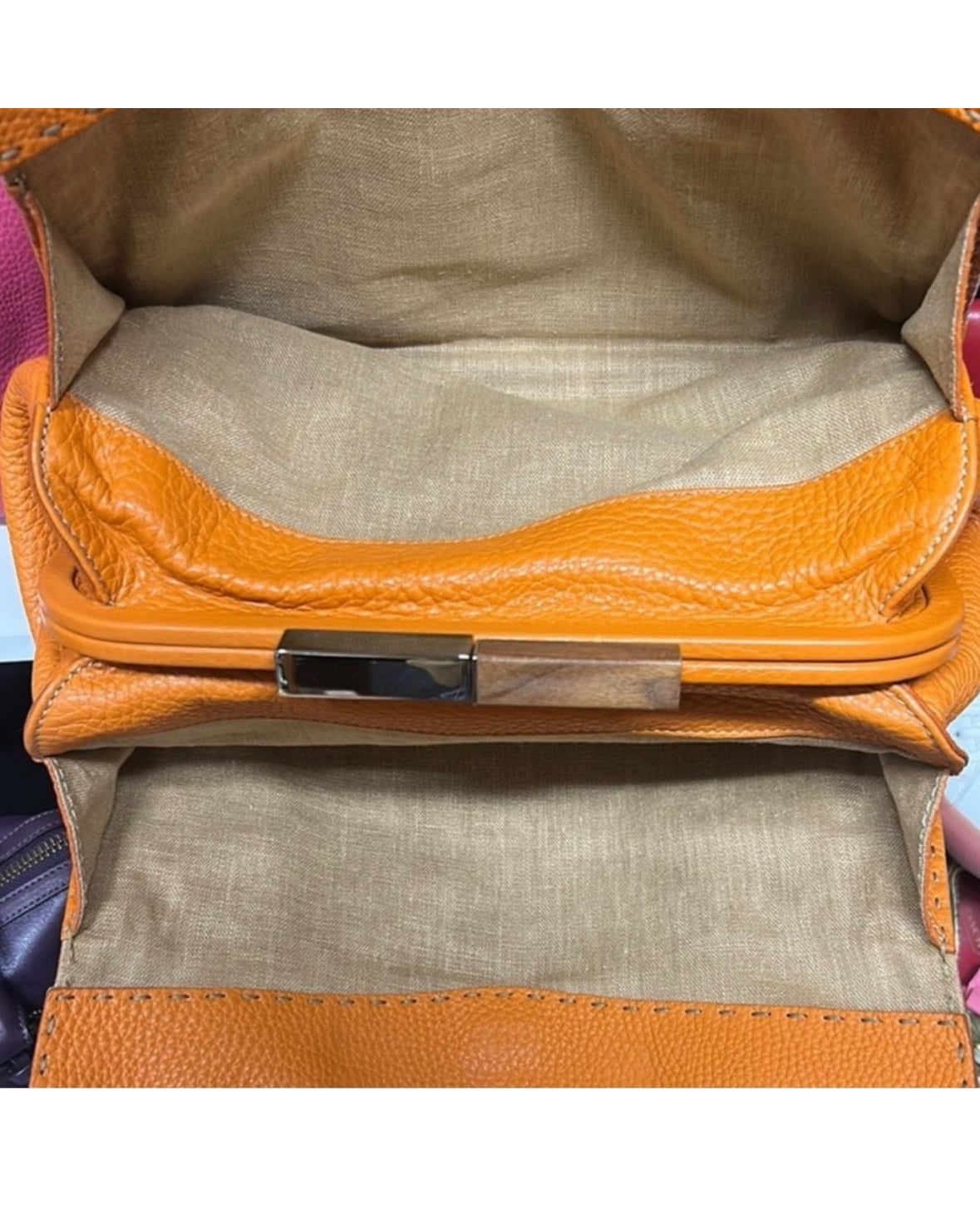 Fendi Selleria Orange Leather Handbag – Authentic, Handcrafted Italian Luxury