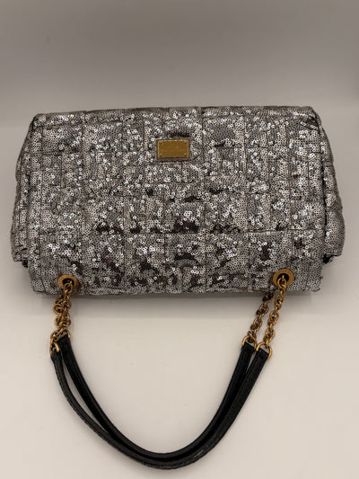 Dolce & Gabbana Miss Charles Shoulder Bag – Silver Sequined Leather