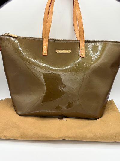 Louis Vuitton Vernis Monogram Tote Bag - Olive-Brown Patent Leather with Gold Hardware