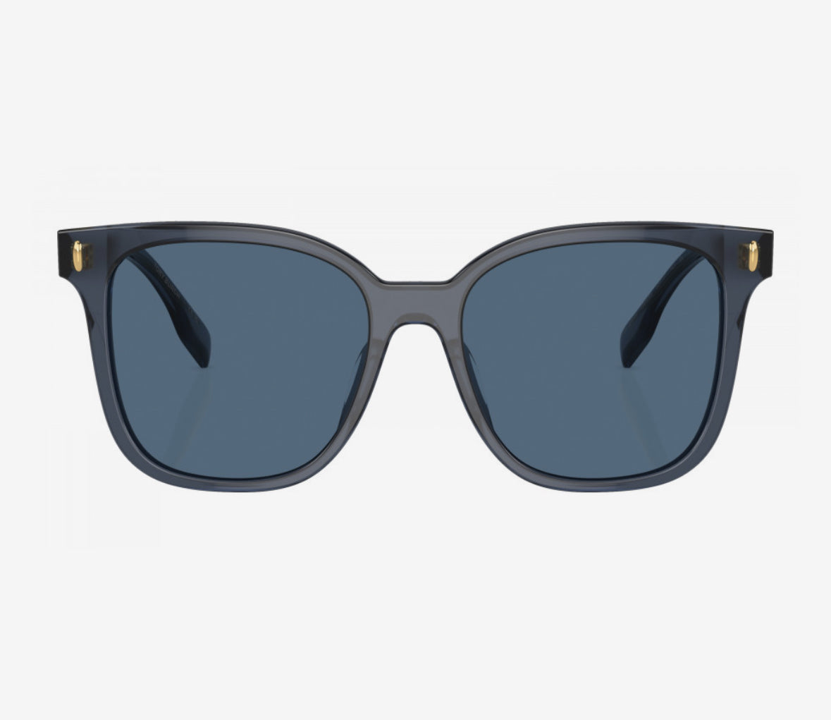 Tory Burch Women’s Square Sunglasses – Transparent Blue with Dark Blue Full-Rim Lenses