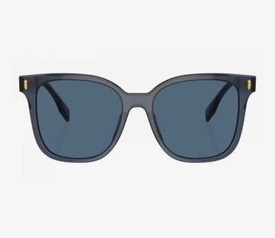Tory Burch Women’s Square Sunglasses – Transparent Blue with Dark Blue Full-Rim Lenses