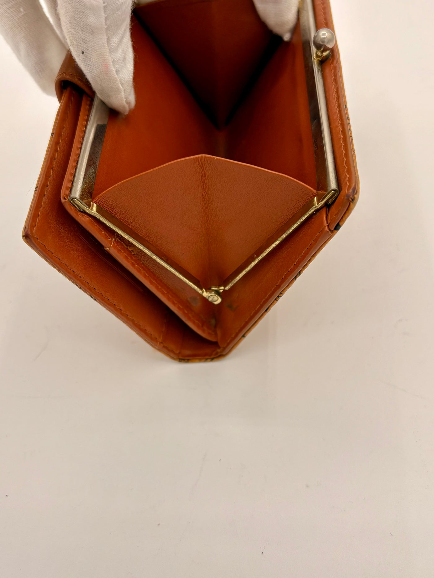 Vintage MCM Cognac Compact Kisslock Wallet – Excellent Used Condition