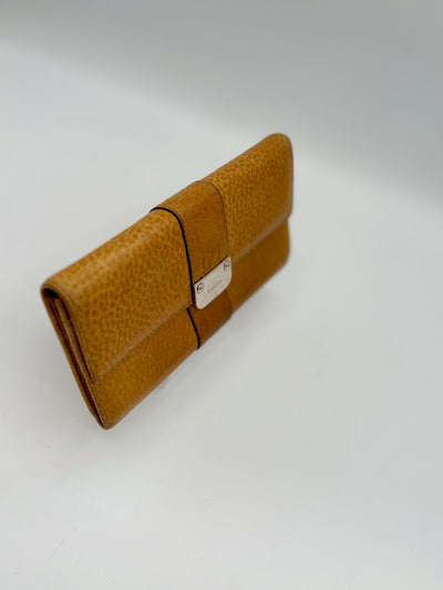Gucci Mustard Yellow Leather Wallet with Silver-Tone Chain Strap
