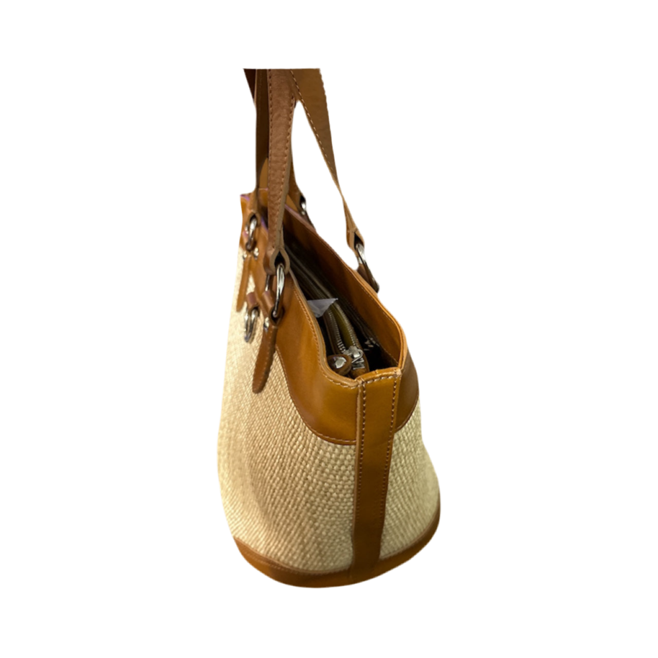 Burberry Raffia & Leather Tote Bag Natural Material