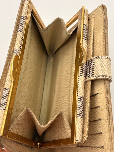 Louis Vuitton Damier Azur Compact Kiss Lock Wallet