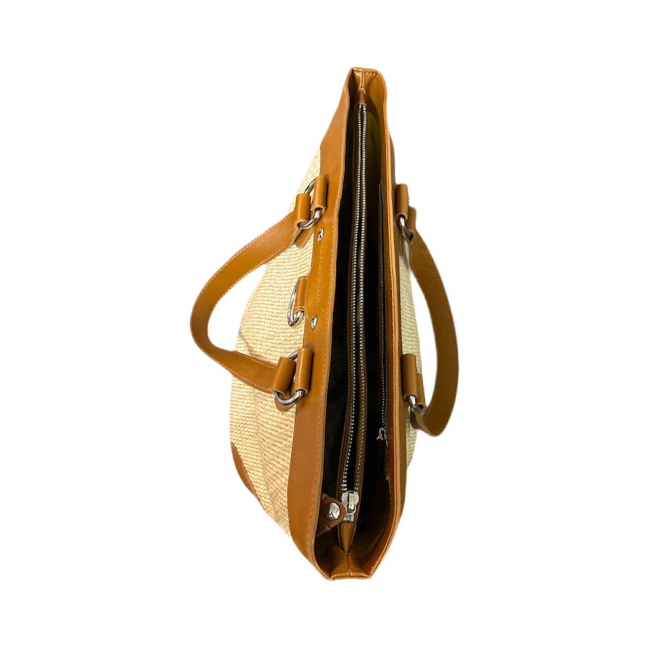 Burberry Raffia & Leather Tote Bag Natural Material