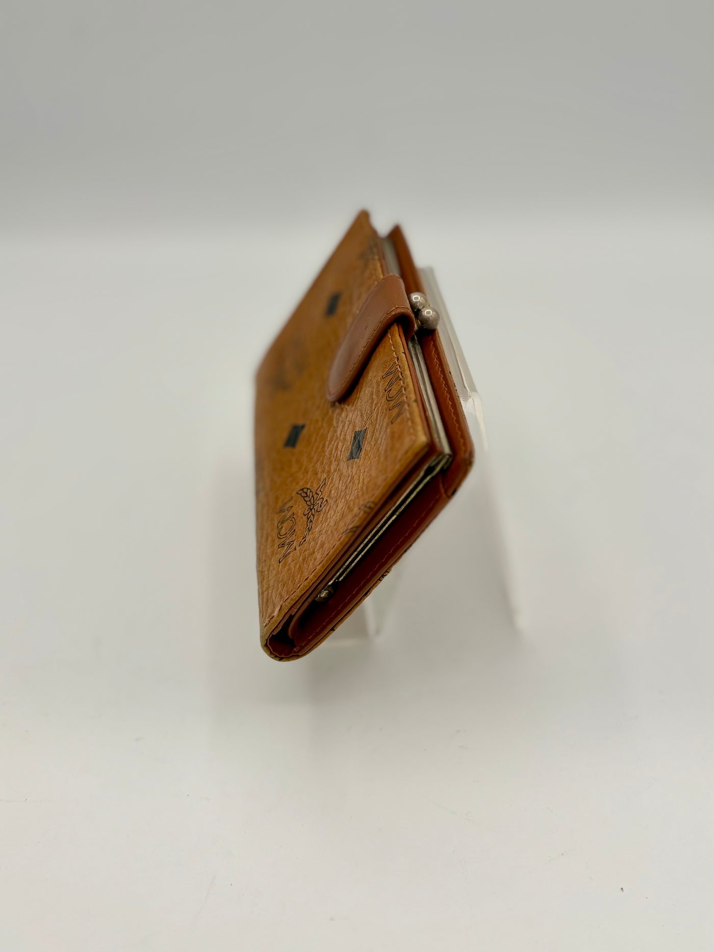 Vintage MCM Cognac Compact Kisslock Wallet – Excellent Used Condition