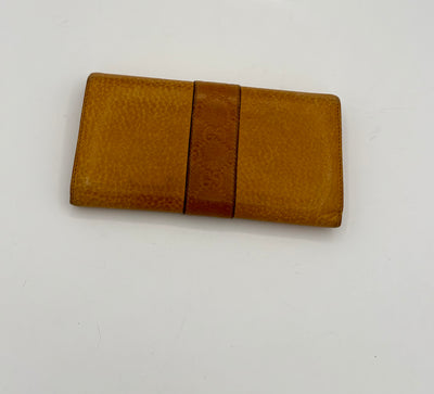 Gucci Mustard Yellow Leather Wallet with Silver-Tone Chain Strap