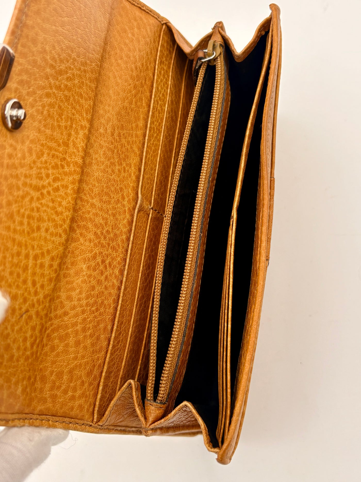 Gucci Mustard Yellow Leather Wallet with Silver-Tone Chain Strap