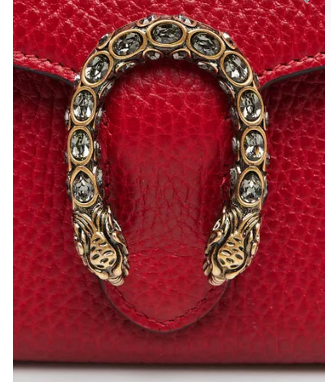 GUCCI Red Pebbled Leather Dionysus Small Chain Bag