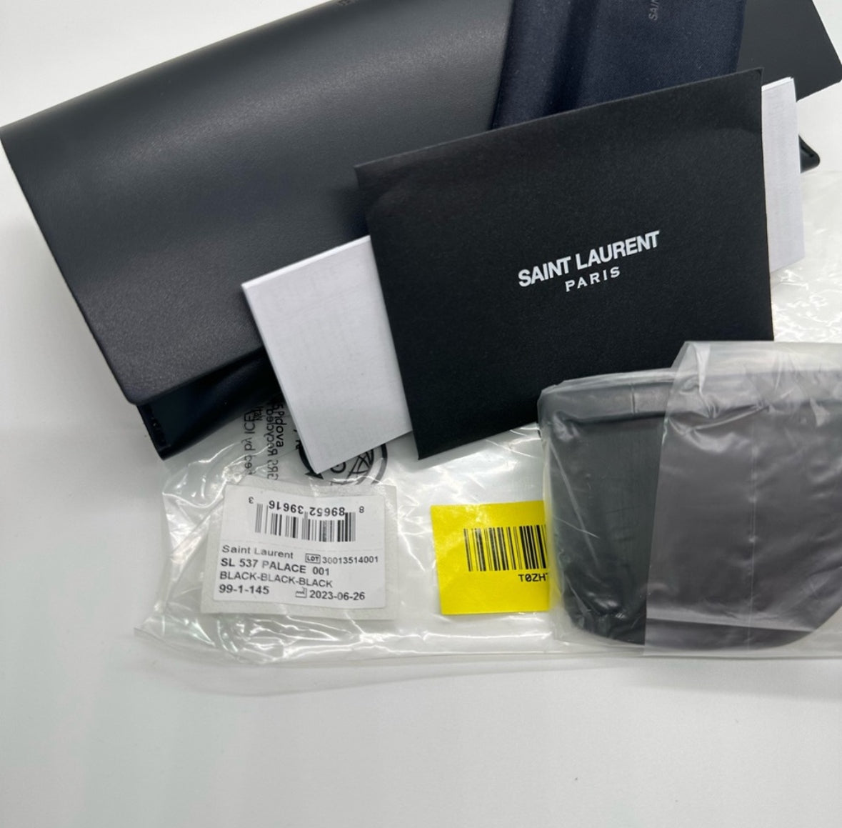 Saint Laurent Palace Unisex Sunglasses – Luxury Flat-Top Shield in Black & Gold, Made in Japan