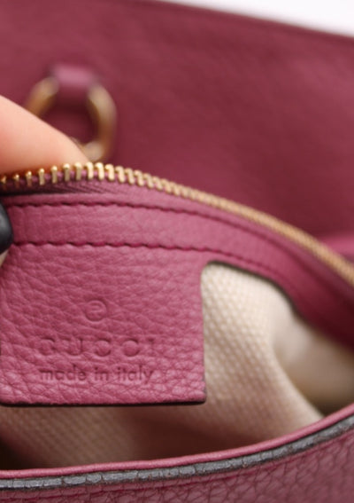GUCCI Pebbled Calfskin Medium Soho Chain Shoulder Bag in Peonia Flower